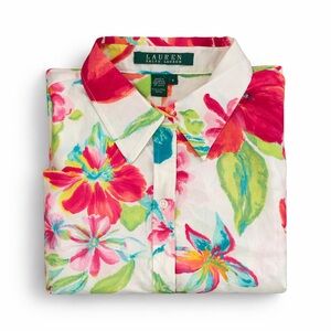 Ralph Lauren Floral Button Down 3/4 Sleeve | Spring | Floral | Small